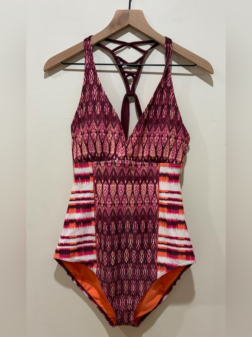 Prana Atalia One Piece Swimsuit in Black Cherry Izabal Purple Pink Women’s Large